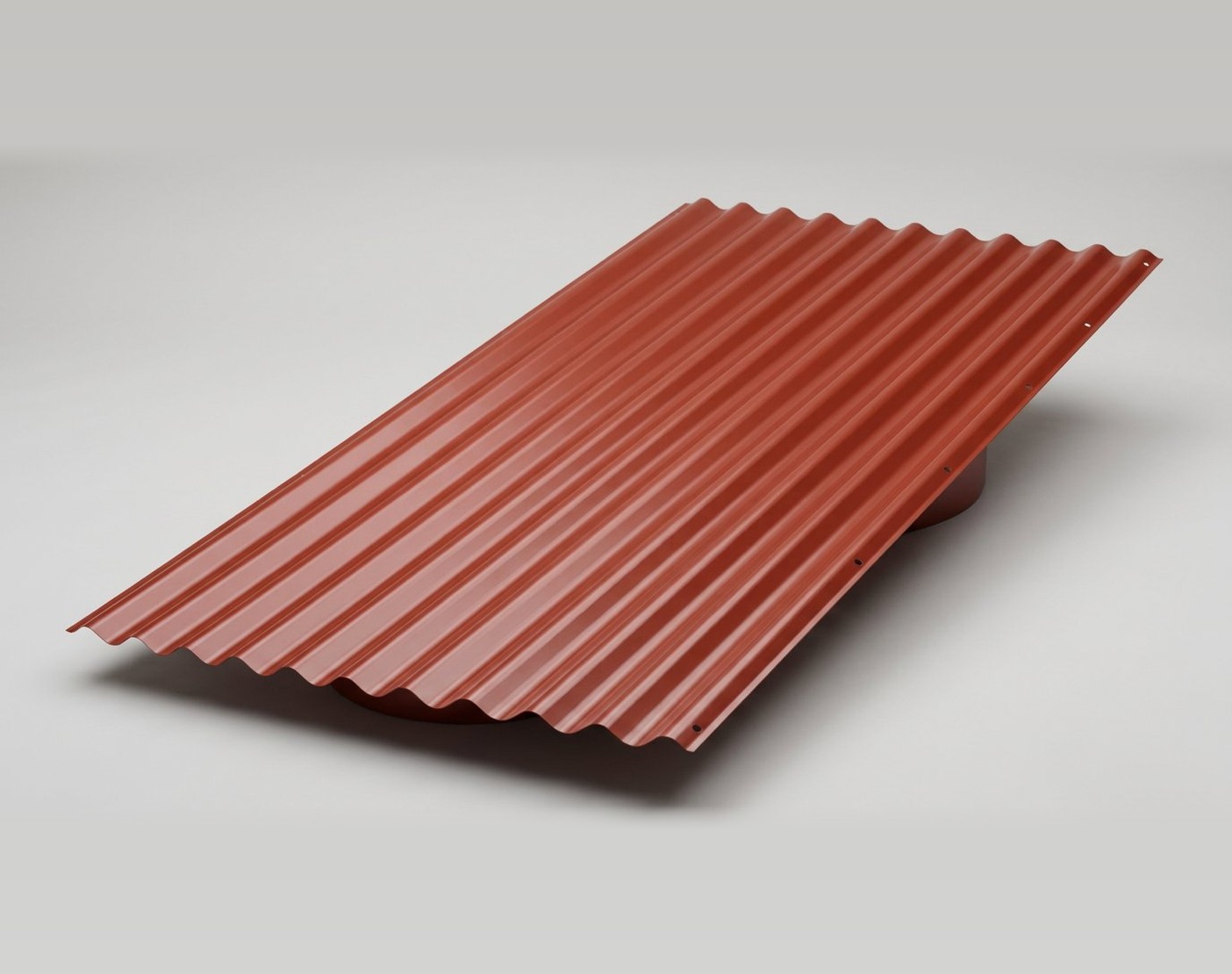 Corrugated brick-red roofing sheets