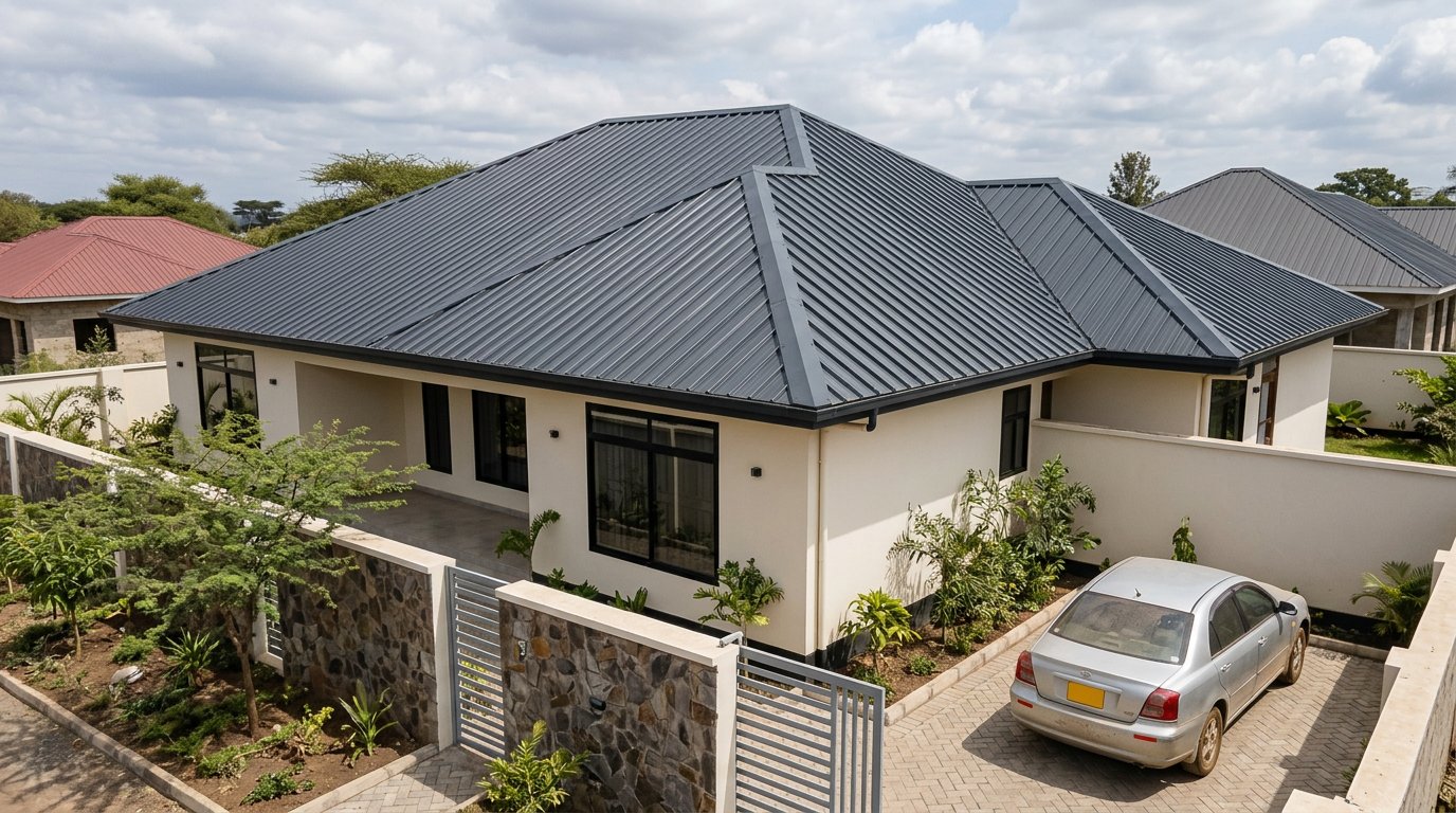 Modern family residence with a charcoal IT5 roof