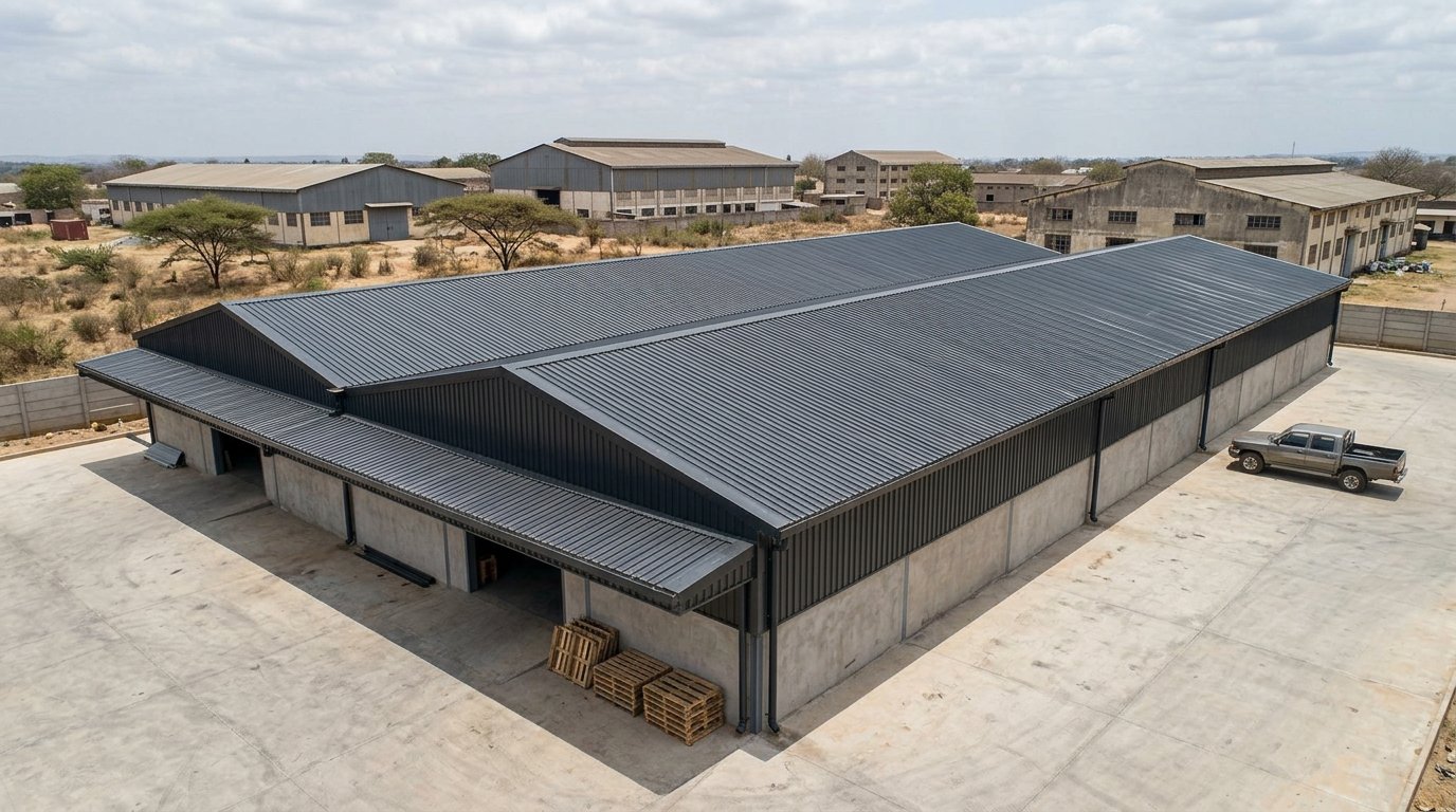 Warehouse with a dark grey IT5 roof