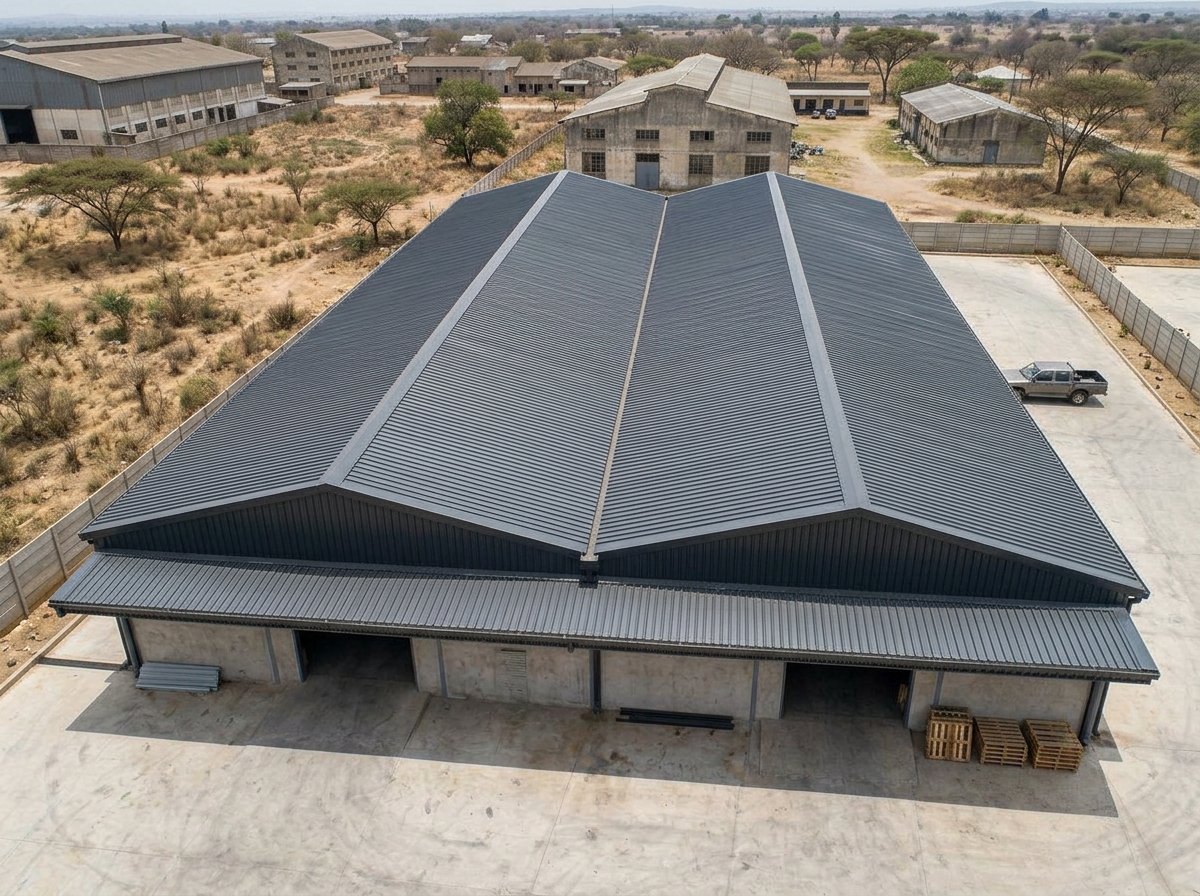 Service-side view of the warehouse with a dark grey IT5 roof