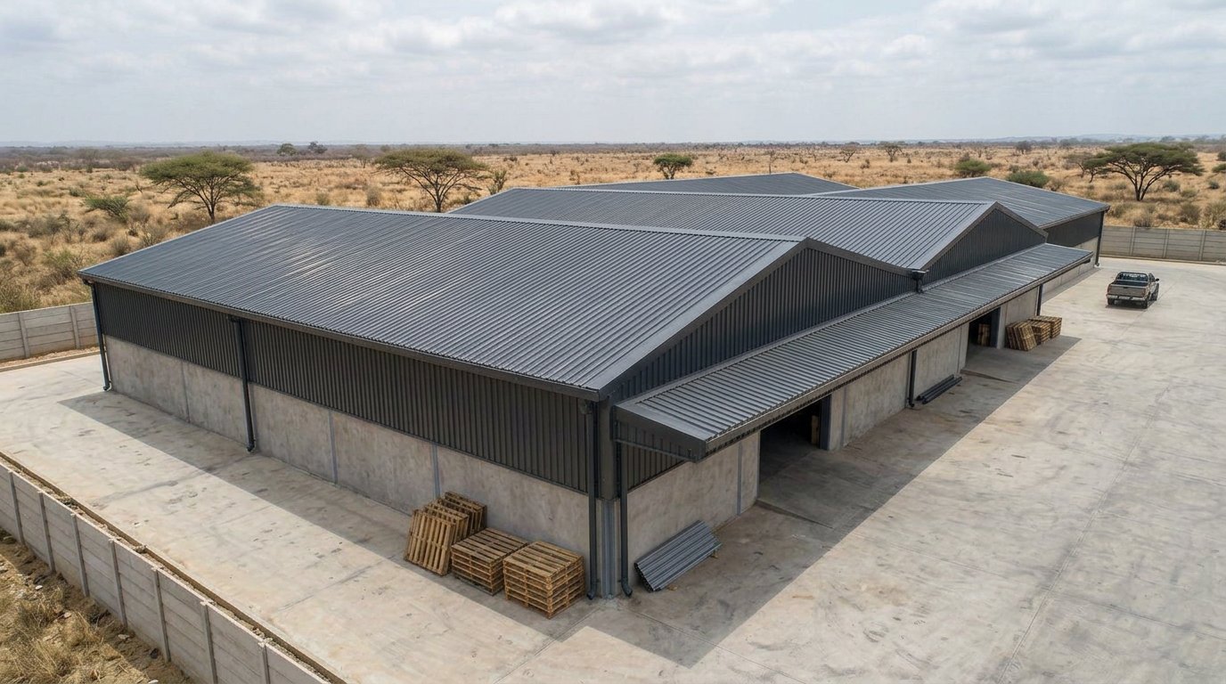 Loading-area view of the warehouse with a dark grey IT5 roof