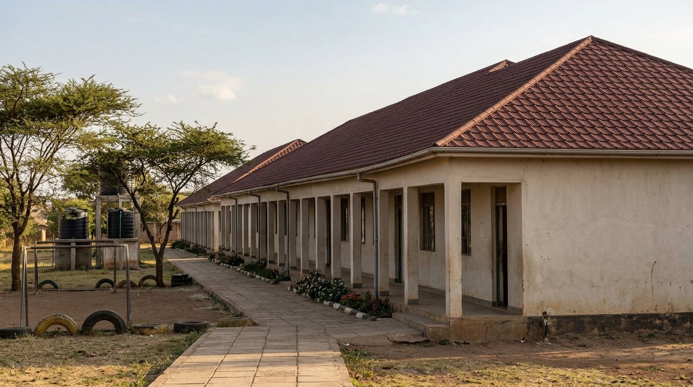 School building with a maroon RichTile roof